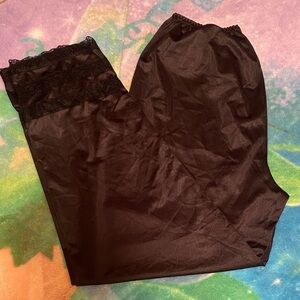 Black Slip Pants with Lace Detail